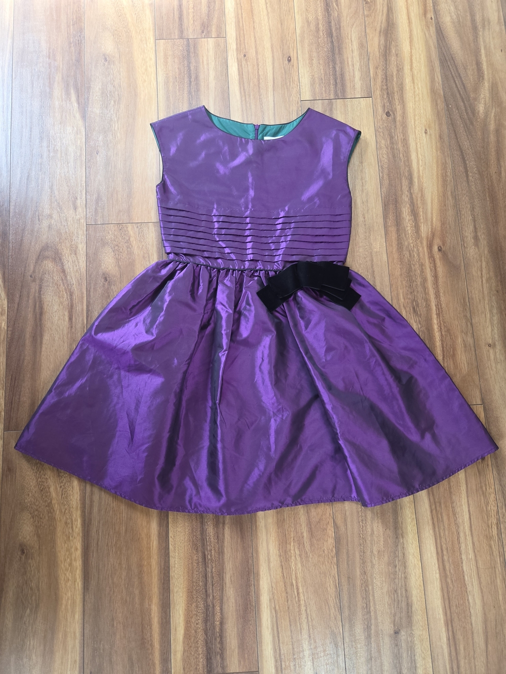 Rare American Girl Purple Taffeta Party Dress with Black Velvet Bow